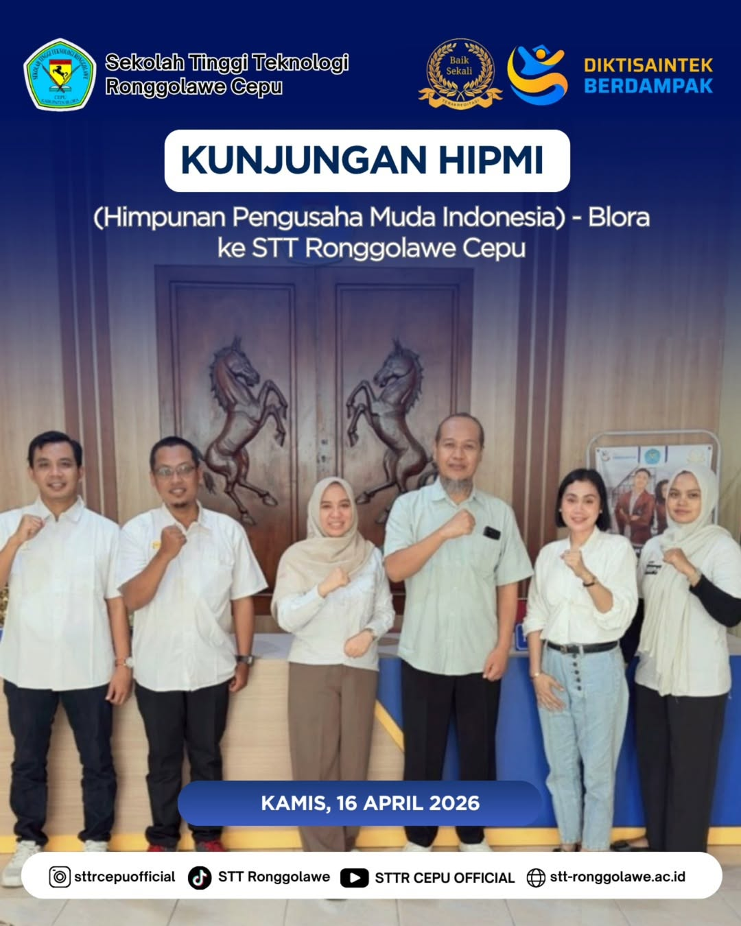 Kampus STT Ronggolawe (STTR) Cepu menerima kunjungan dari jajaran pengurus Himpunan Pengusaha Muda Indonesia (HIPMI) Blora